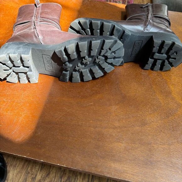 Franco Sarto Emerson Lug Sole Moto Boots in Brown Size 8.5 - Picture 3 of 6